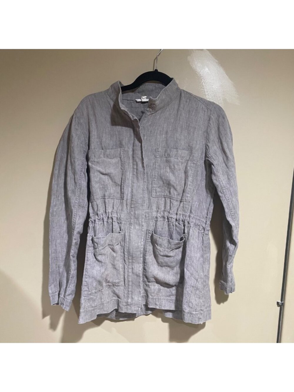 eileen fisher cinch waist linen  utility jacket